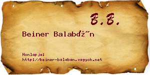 Beiner Balabán névjegykártya